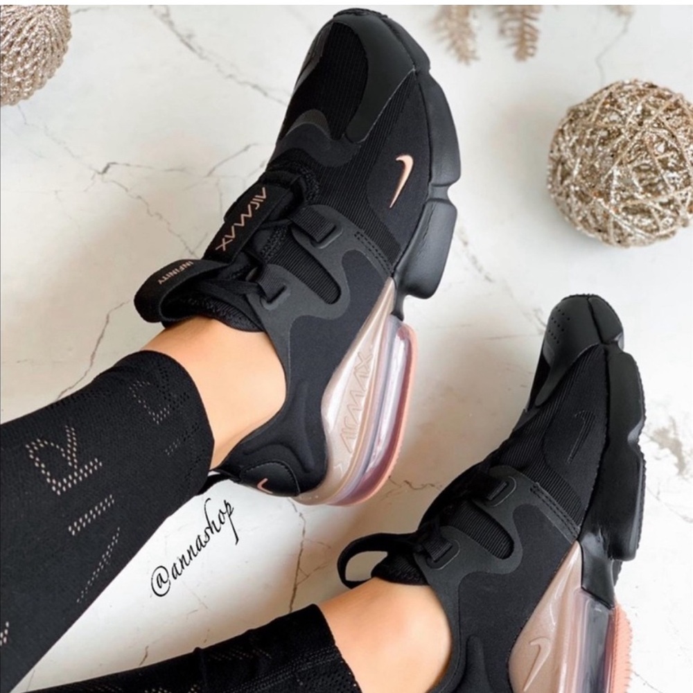 Nike Women's Black and Rose Gold Sneakers